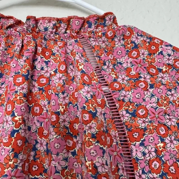 Sanctuary Women Tunic Blouse Top M Pink 100% Polyester Floral Long Sleeves - Picture 7 of 11